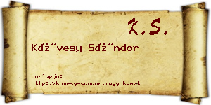 Kövesy Sándor névjegykártya