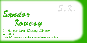 sandor kovesy business card