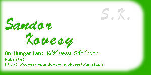 sandor kovesy business card